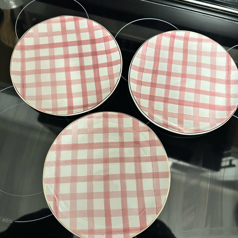 Pink Checkered appetizers Plates